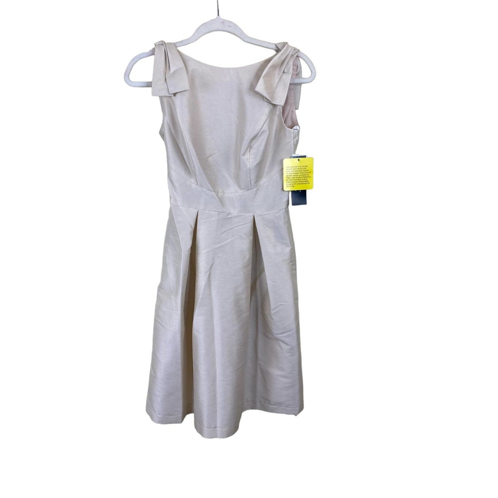 NWT Alfred Sung Dupioni Cocktail Bridesmaid Dress in Champagne D626 Sz 2 - Picture 3 of 6